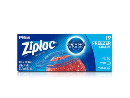 Ziploc 1 qt Clear Freezer Bag 19 pk Hot on Sale