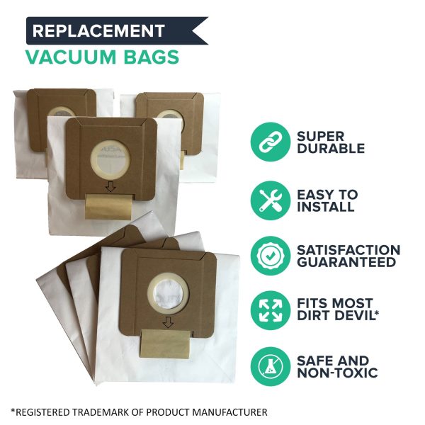 Crucial Vacuum Replacement Vac Bags - Compatible With Dirt Devil Part # AD10030, 304235002, 304235001, 3-04235-00 & 83-2450-06 - Dirt Devil Type O Bags Fit Tattoo Canister Vacuums - For Home Hot on Sale