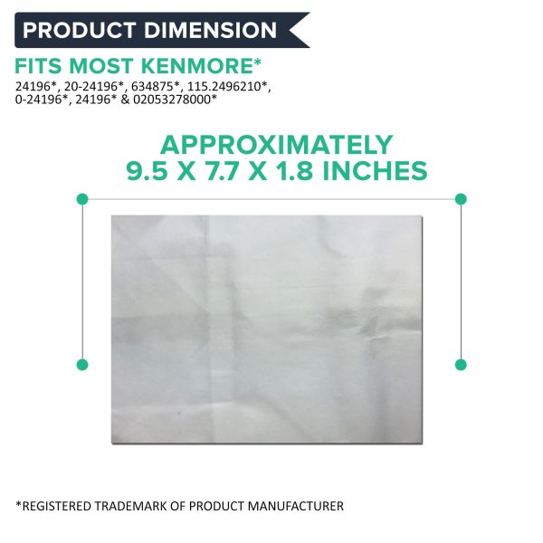 Crucial Vacuum Replacement Type B Cloth Vac Bags Part # 85003, 24196, 634875 115.2496210 - Compatible With Kenmore Bag and Oreck Canister Vacuums - Compact, Disposable Style For Vacuums Online Hot Sale