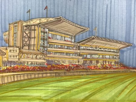 York Racecourse ORIGINAL Sketch by Edward Waite For Sale