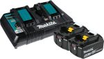 Makita 2x 18V LXT® Lithium-Ion Battery and Dual Port Charger Starter Pack (5.0Ah) Y-00359 Sale