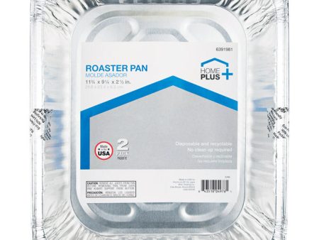 Home Plus Durable Foil 9-1 4 in. W X 11-3 4 in. L Roaster Pan Silver 2 pk Online Sale