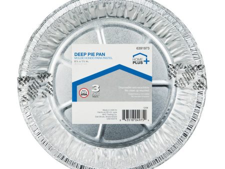 Home Plus Durable Foil 8-1 4 in. W X 8-1 4 in. L Deep Pie Dish Silver 3 pk Hot on Sale