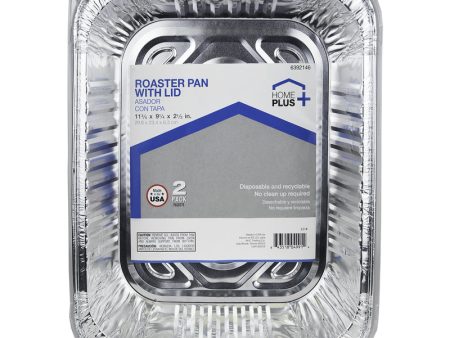 Home Plus Durable Foil 9-1 4 in. W X 11-3 4 in. L Roaster Pan Silver 2 pc Hot on Sale